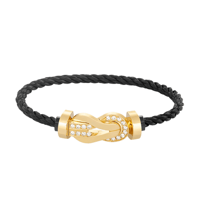[Revel Jewelry]CHANCE LARGE 8 FIGURE BUCKLE HALF DIAMOND BRACELET GOLD