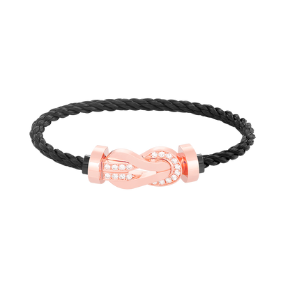 [Revel Jewelry]CHANCE LARGE 8 FIGURE BUCKLE HALF DIAMOND BRACELET ROSE GOLD