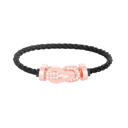 [Revel Jewelry]CHANCE LARGE 8 FIGURE BUCKLE HALF DIAMOND BRACELET ROSE GOLD
