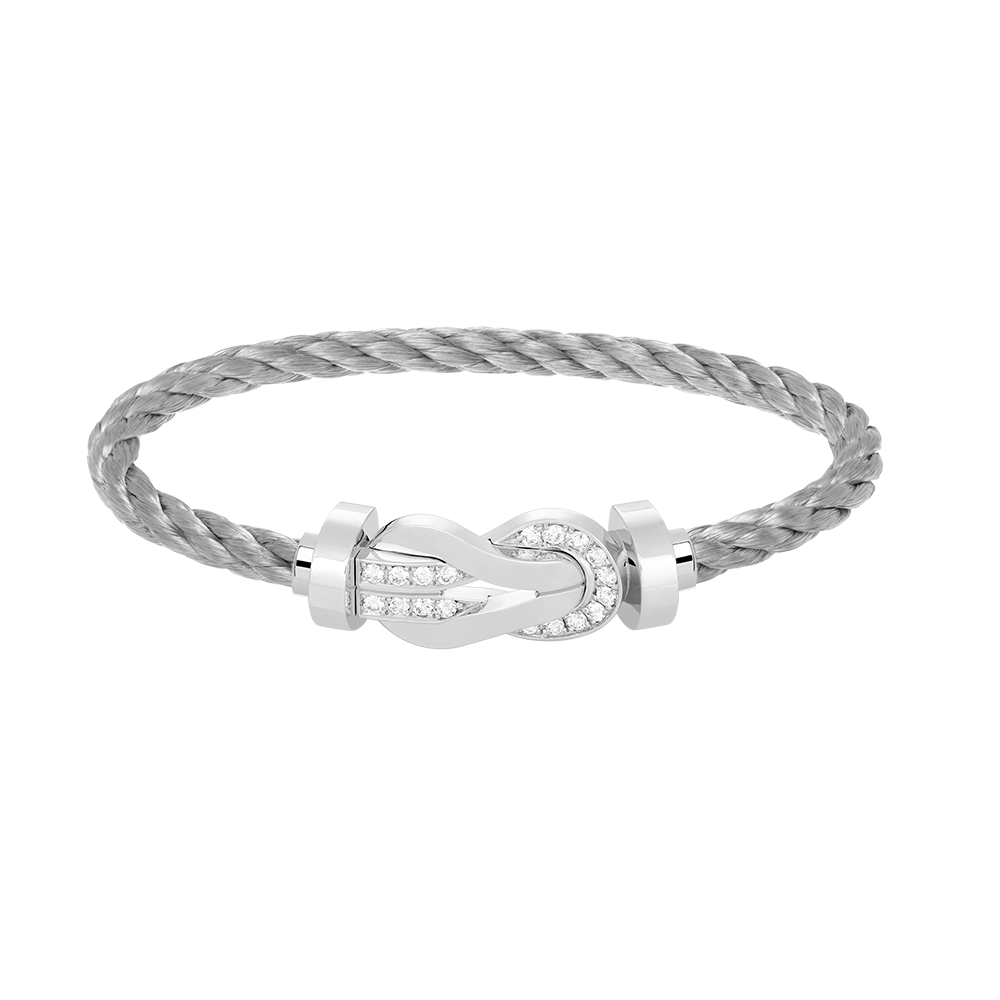 [Revel Jewelry]CHANCE LARGE 8 FIGURE BUCKLE HALF DIAMOND BRACELET SILVER