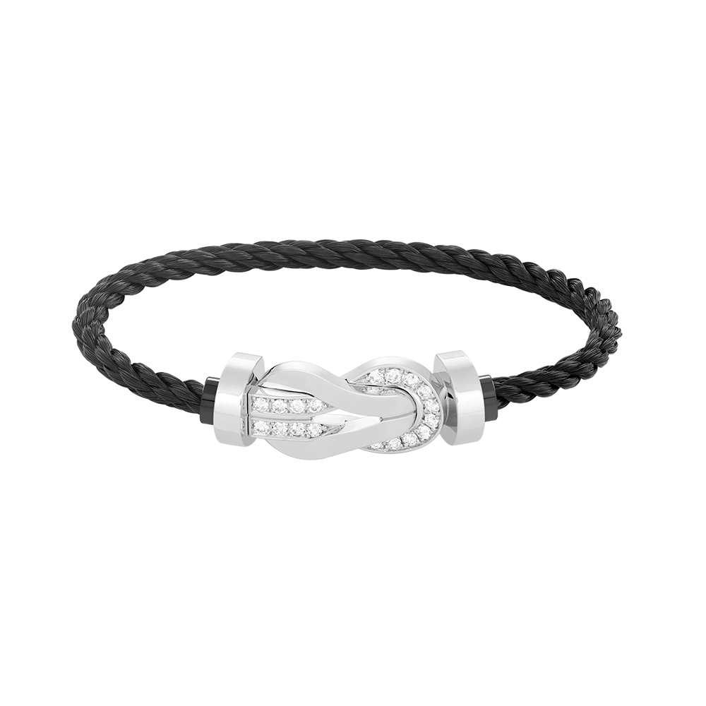 [Revel Jewelry]CHANCE LARGE 8 FIGURE BUCKLE HALF DIAMOND BRACELET SILVER