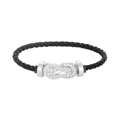 [Revel Jewelry]CHANCE LARGE 8 FIGURE BUCKLE HALF DIAMOND BRACELET SILVER