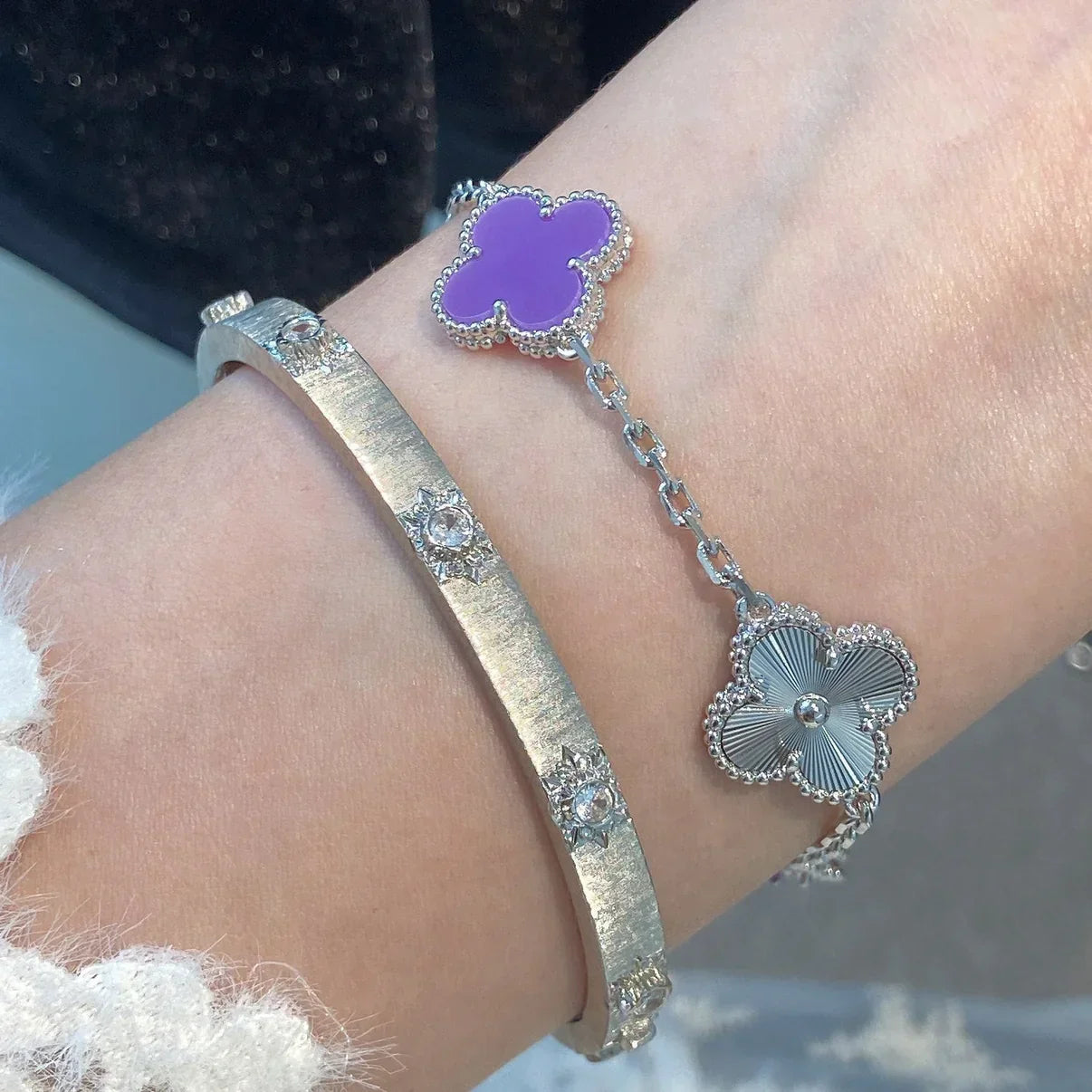 [Revel Jewelry] CLOVER 5 MOTIF VIOLET BRACELET COLLECTION