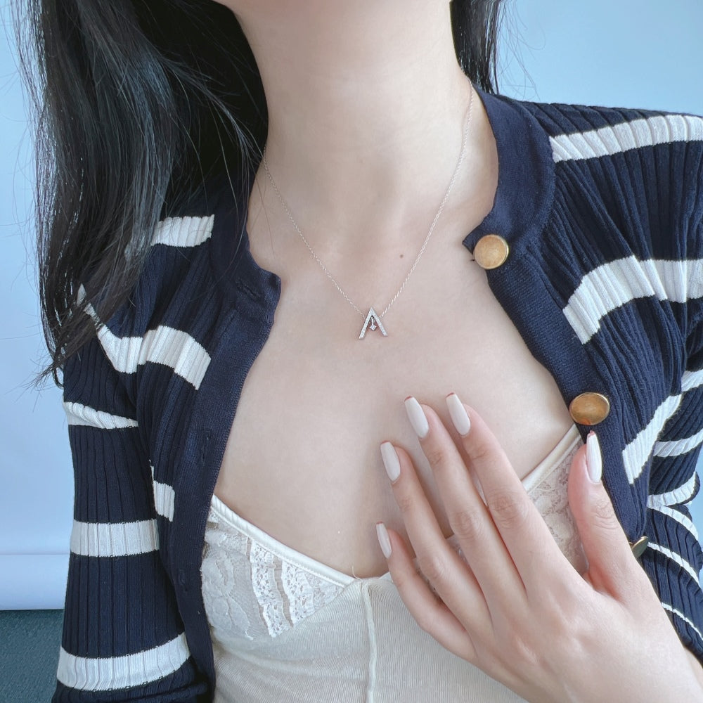 [Revel Jewelry]Sparkling "A" Shape Necklace