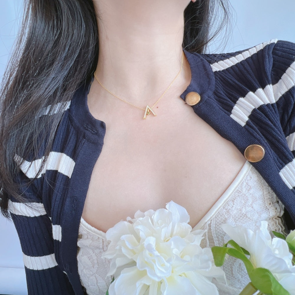 [Revel Jewelry]Sparkling "A" Shape Necklace