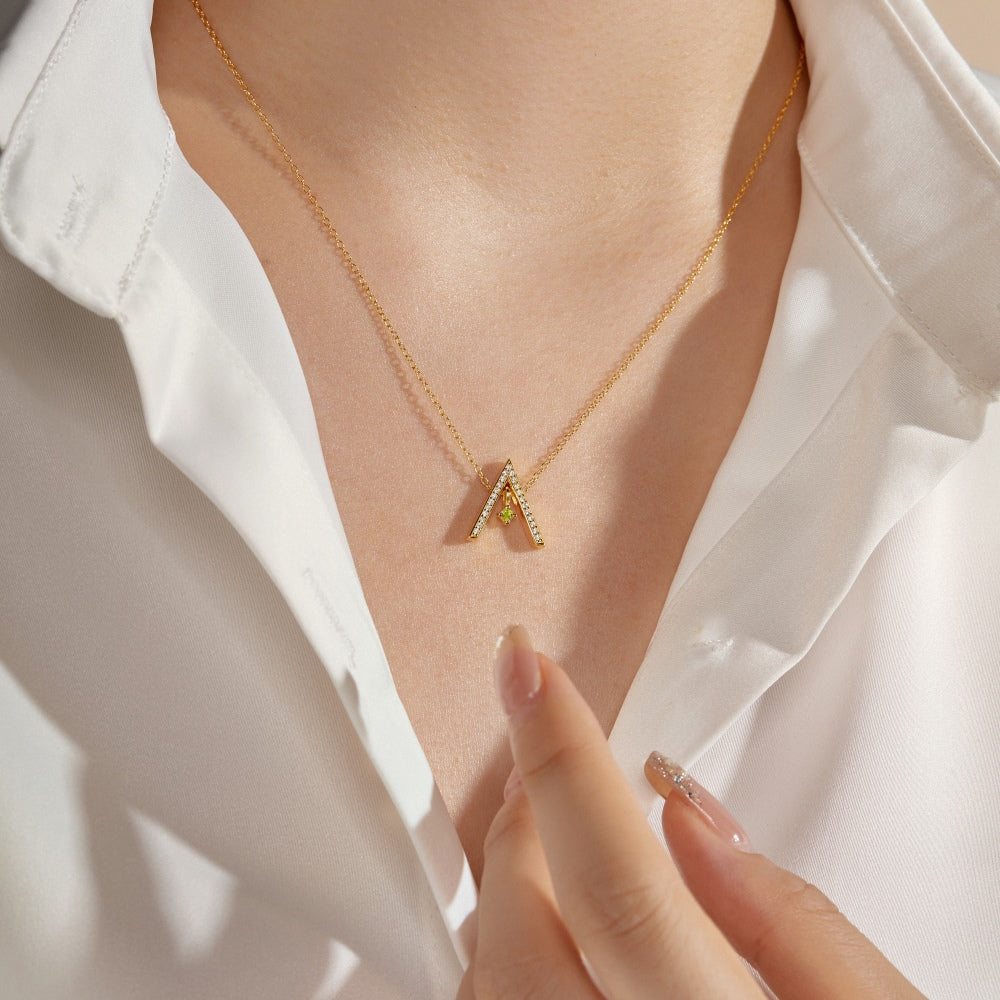 [Revel Jewelry]Sparkling "A" Shape Necklace