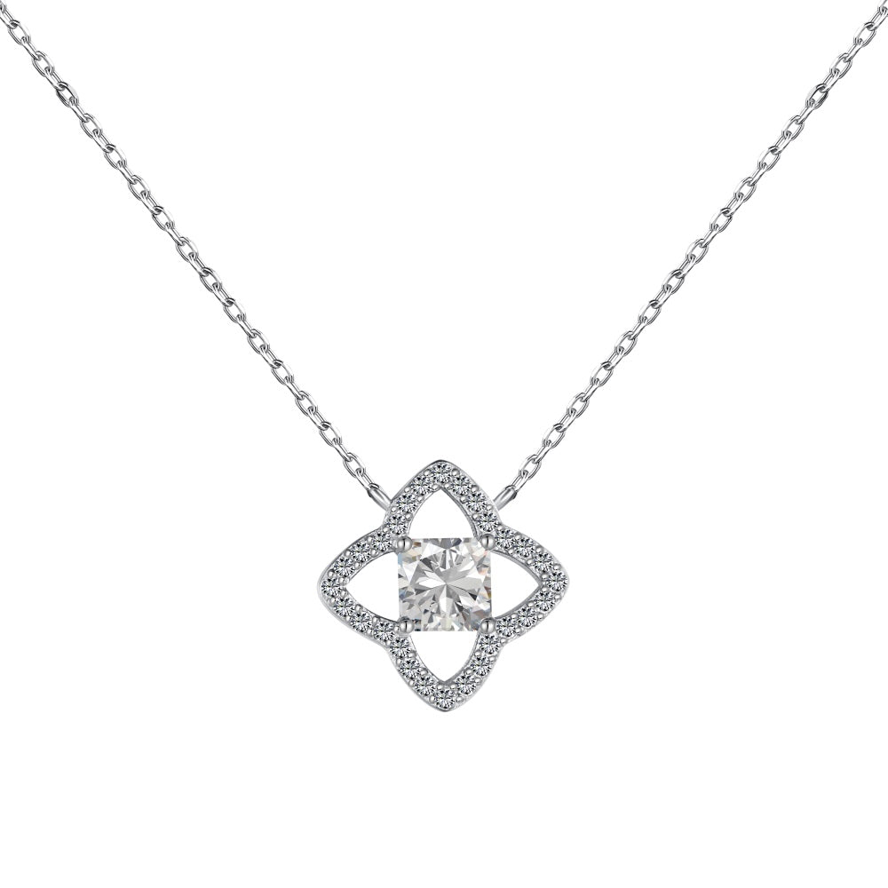 [Revel Jewelry]Exquisite Flower Shape Princess Cut Necklace