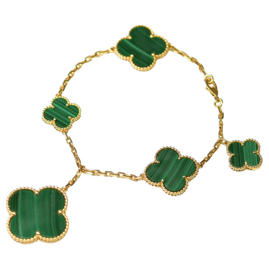 [Revel Jewelry]MAGIC CLOVER MALACHITE GOLD BRACELET 5 MOTIFS