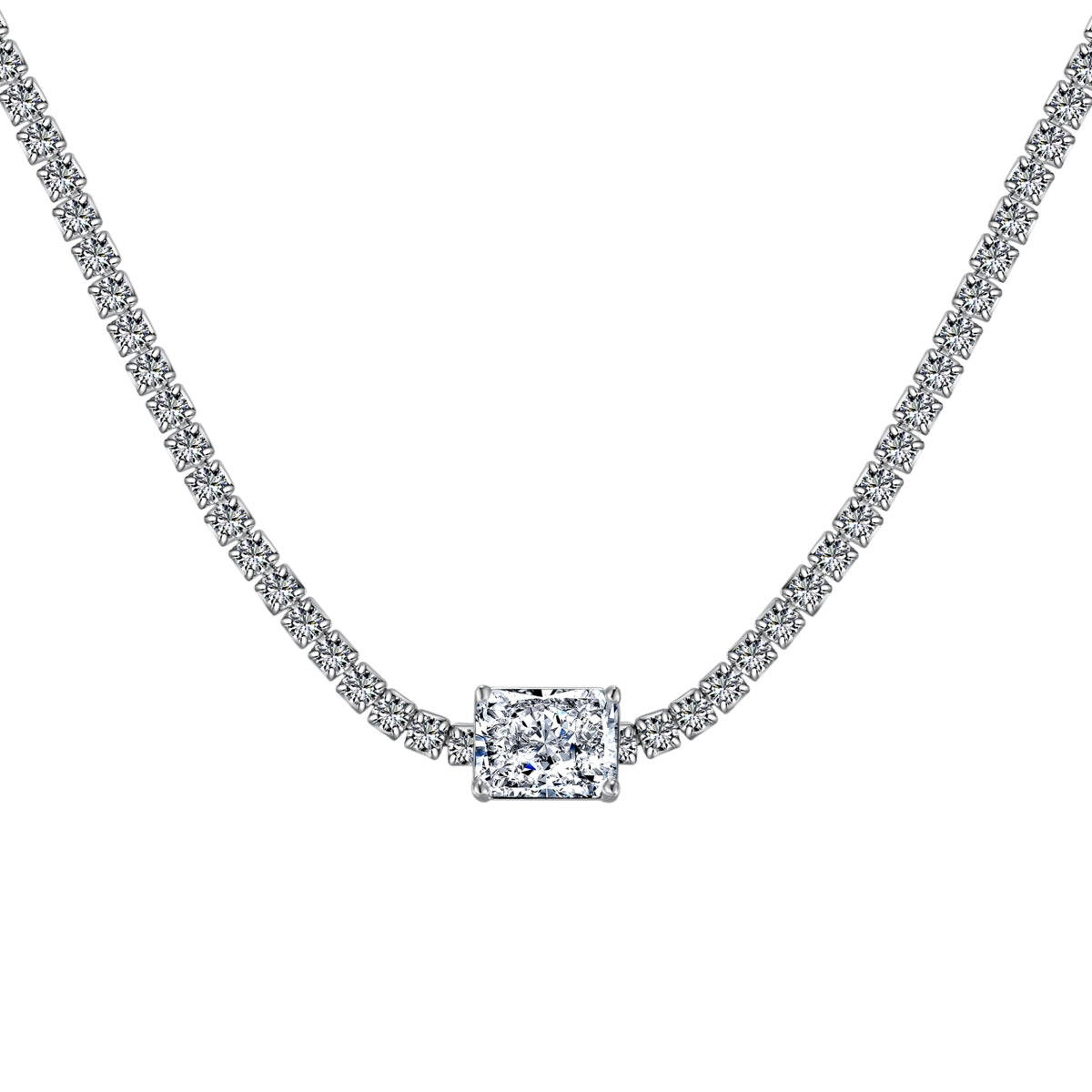 [Revel Jewelry]2.0 carat Ornate Emerald Cut Necklace