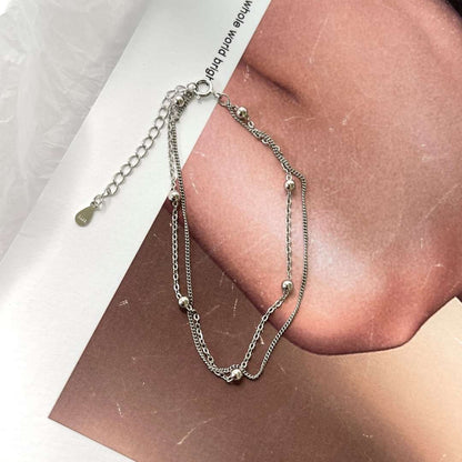 [Revel Jewelry]Zartes Perlenarmband mit doppelter Lage