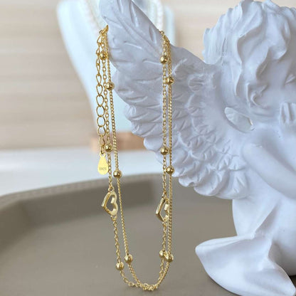 [Revel Jewelry]華奢な二層のラブハートブレスレット