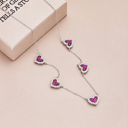 [Revel Jewelry]Funkelnde Fünf-Herzen-Halskette