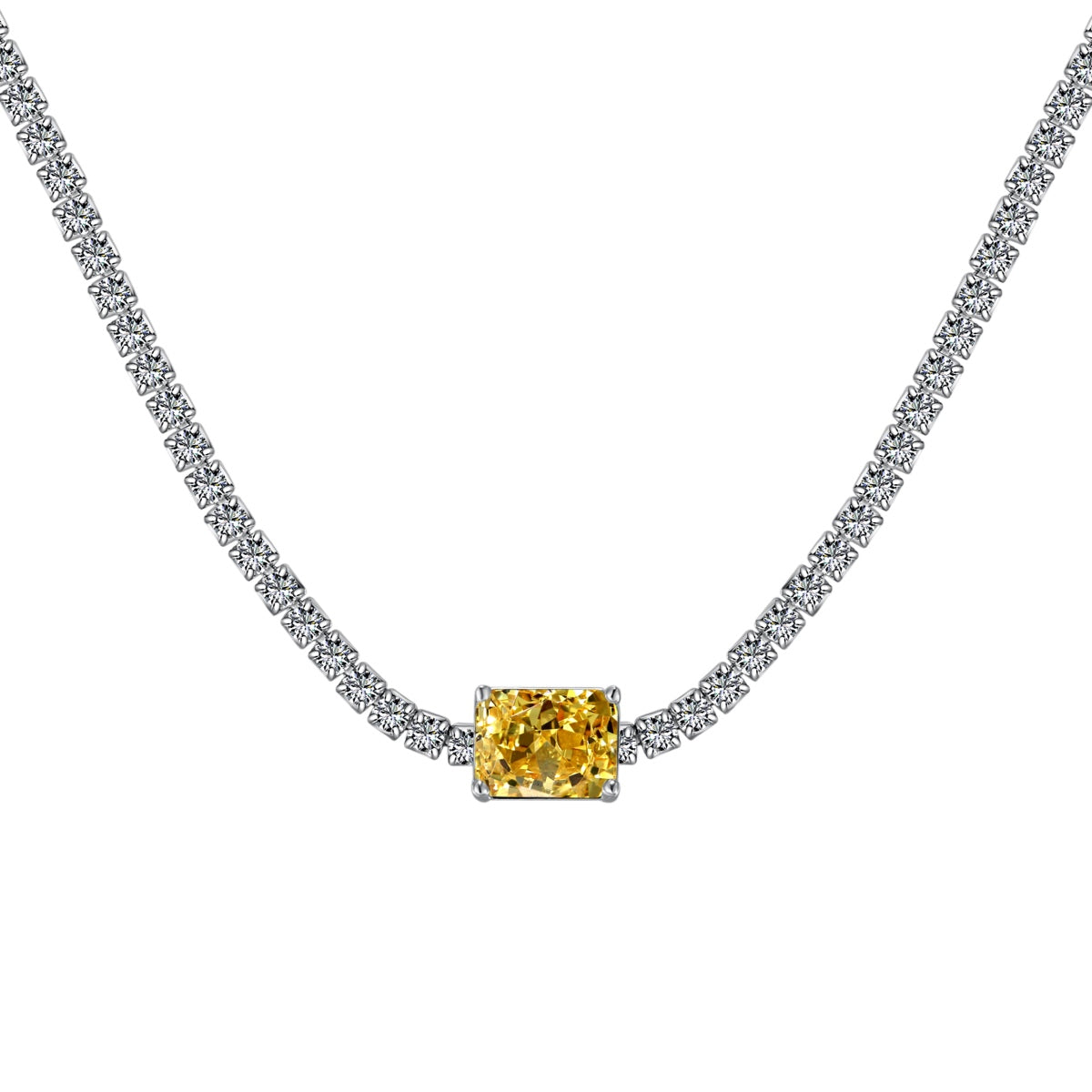 [Revel Jewelry]2.0 carat Ornate Emerald Cut Necklace