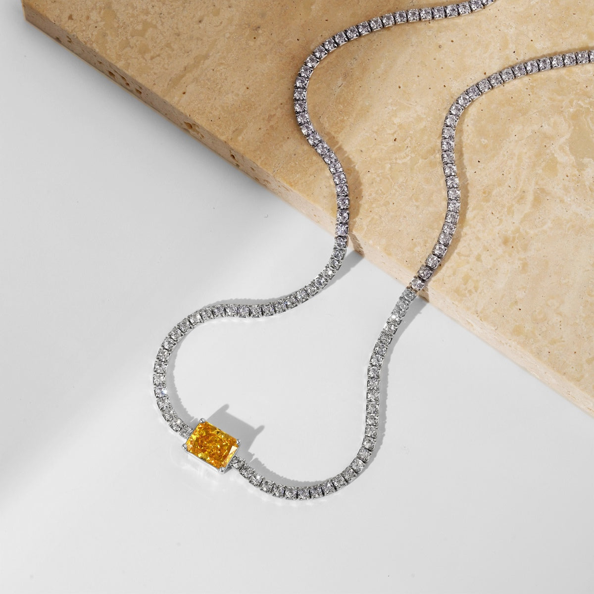 [Revel Jewelry]2.0 carat Ornate Emerald Cut Necklace