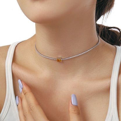 [Revel Jewelry]2.0 carat Ornate Emerald Cut Necklace