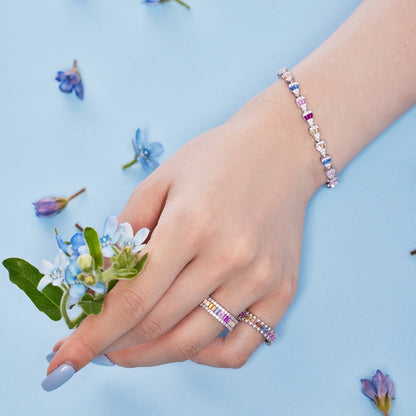 [Revel Jewelry]Dainty Kaleidoscopic Emerald Cut Daily Ring
