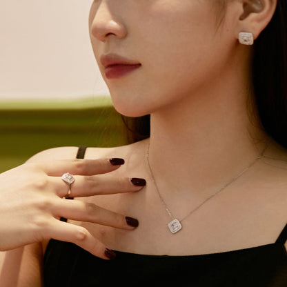[Revel Jewelry]Funkelnde Asscher-Schliff-Halskette