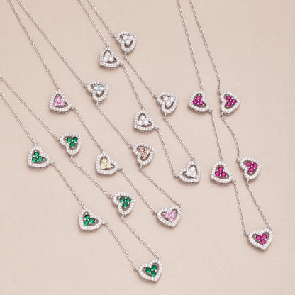[Revel Jewelry]Funkelnde Fünf-Herzen-Halskette