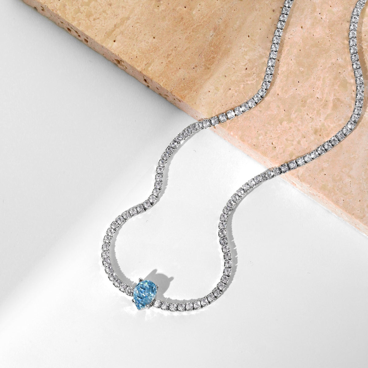 [Revel Jewelry]1.0 carat Unique Pear Cut Tennis Necklace