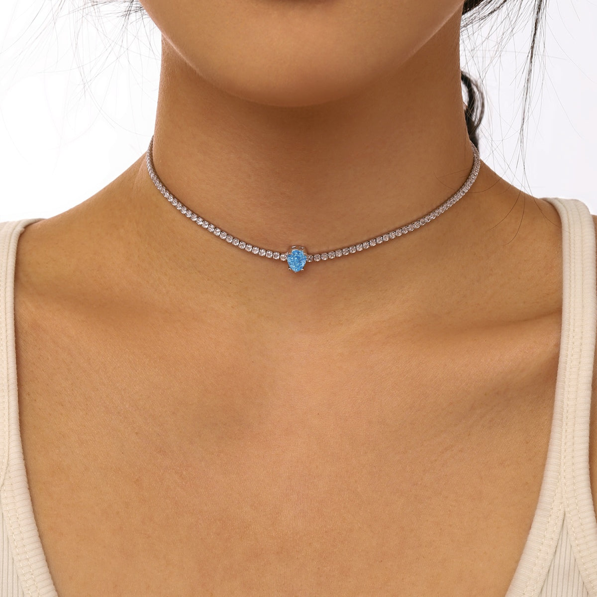 [Revel Jewelry]1.0 carat Unique Pear Cut Tennis Necklace