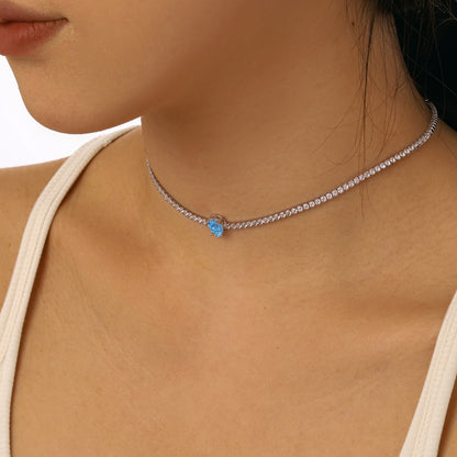 [Revel Jewelry]1.0 carat Unique Pear Cut Tennis Necklace