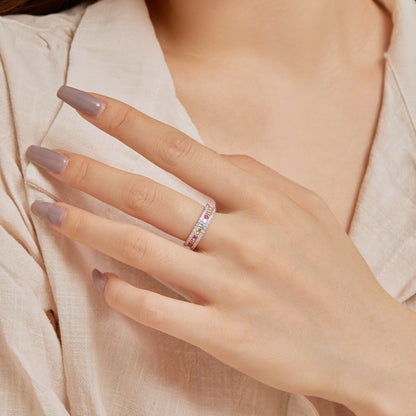 [Revel Jewelry]Zarter, farbiger Ring mit Rundschliff für den Alltag