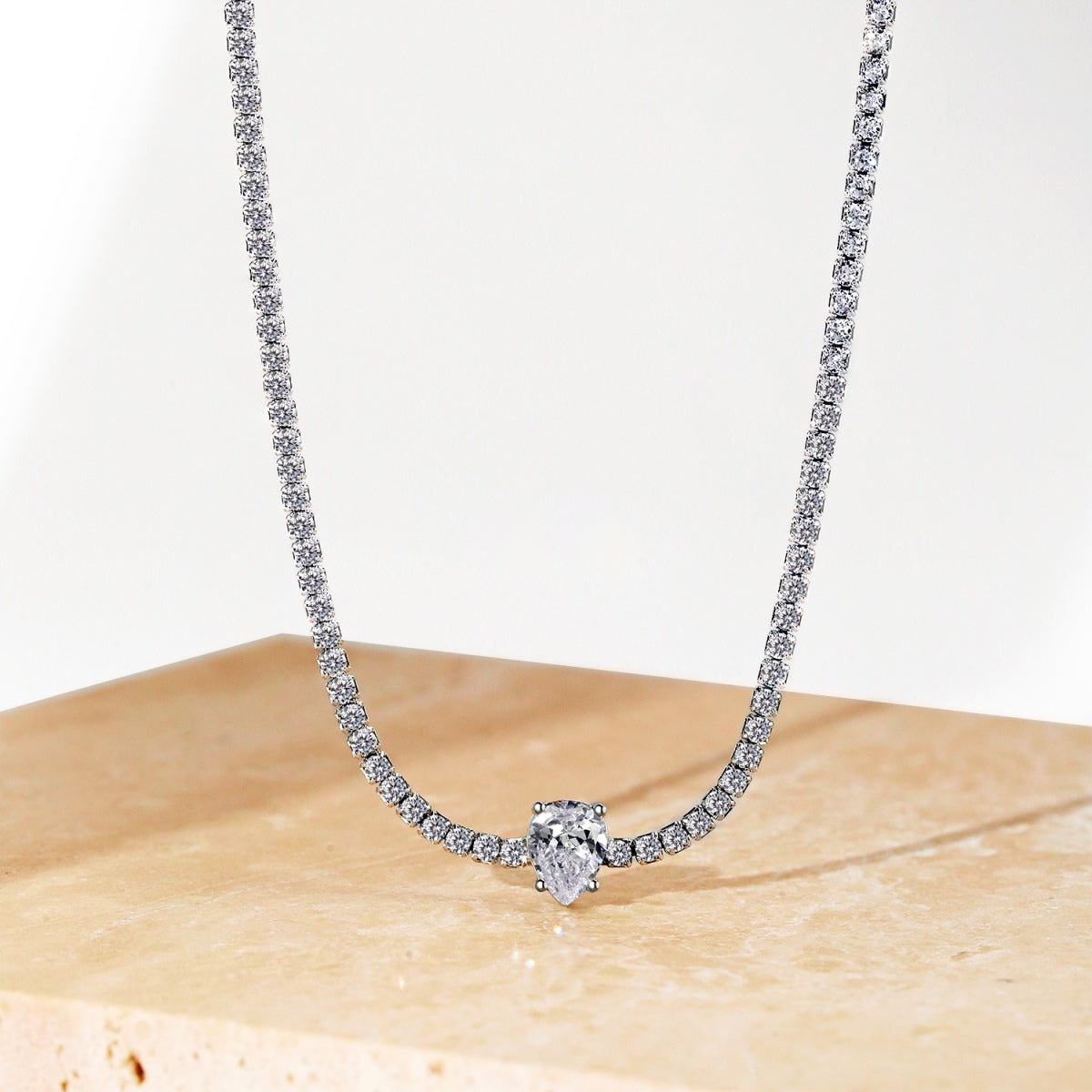 [Revel Jewelry]1.0 carat Unique Pear Cut Tennis Necklace