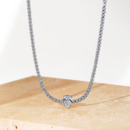 [Revel Jewelry]1.0 carat Unique Pear Cut Tennis Necklace