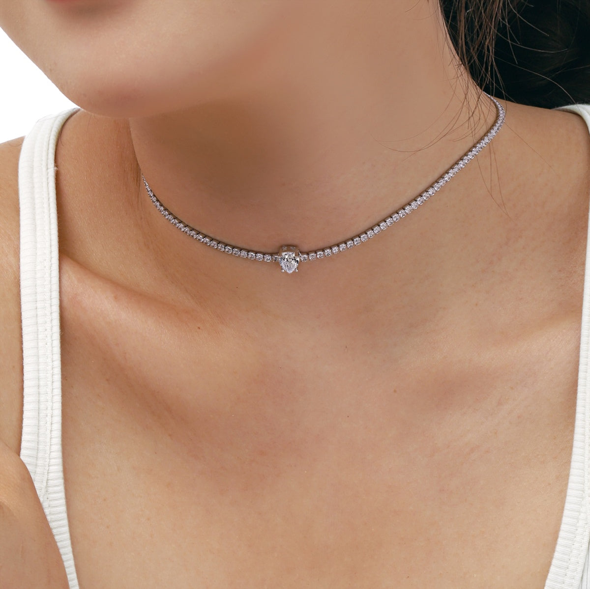 [Revel Jewelry]1.0 carat Unique Pear Cut Tennis Necklace