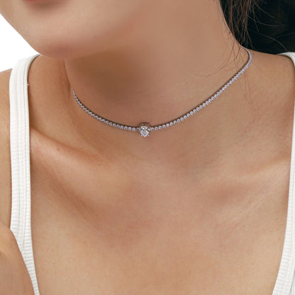 [Revel Jewelry]1.0 carat Unique Pear Cut Tennis Necklace