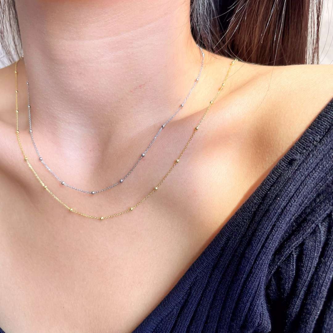 [Revel Jewelry]Small Bead Clavicle Chain Simple Necklace