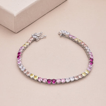 [Revel Jewelry]華やかなカラフルラウンドカットテニスブレスレット