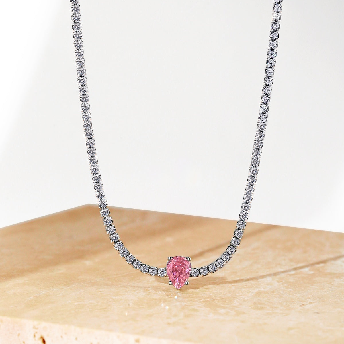 [Revel Jewelry]1.0 carat Unique Pear Cut Tennis Necklace