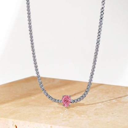[Revel Jewelry]1.0 carat Unique Pear Cut Tennis Necklace