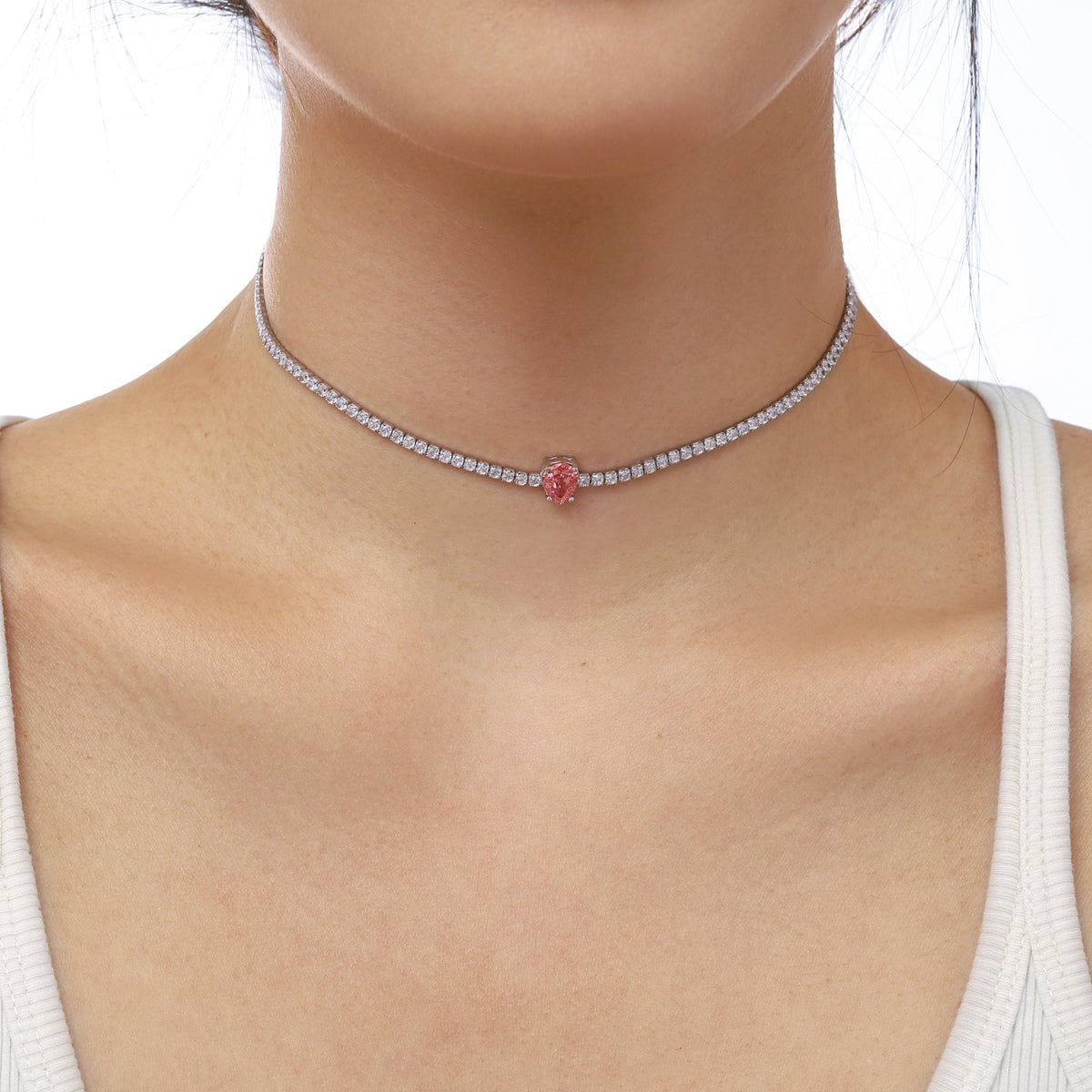[Revel Jewelry]1.0 carat Unique Pear Cut Tennis Necklace