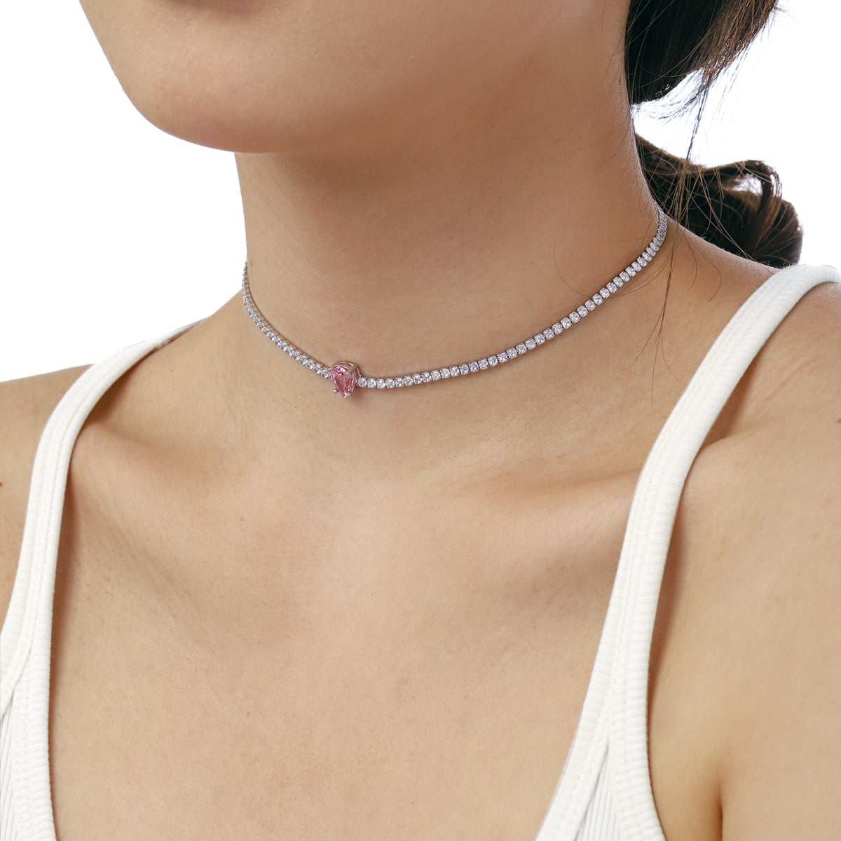 [Revel Jewelry]1.0 carat Unique Pear Cut Tennis Necklace