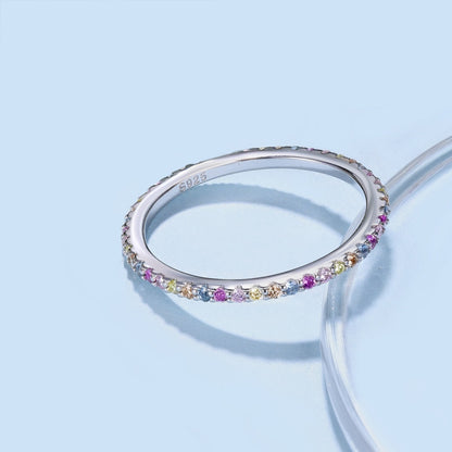 [Revel Jewelry]Ornate Colorful Round Cut Tennis Ring