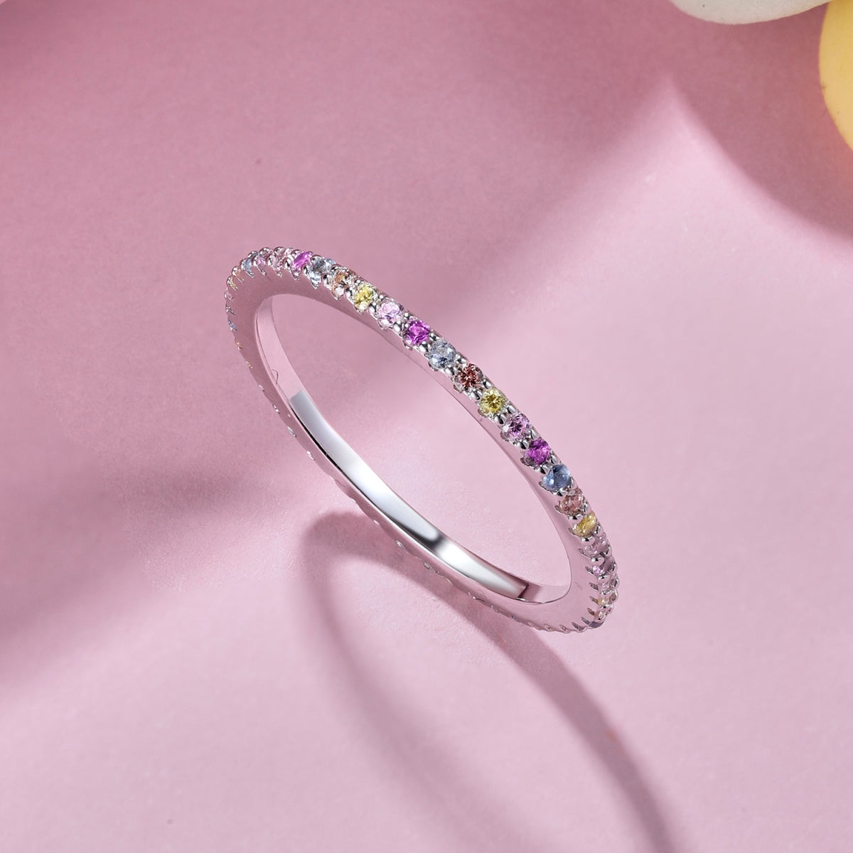 [Revel Jewelry]Ornate Colorful Round Cut Tennis Ring