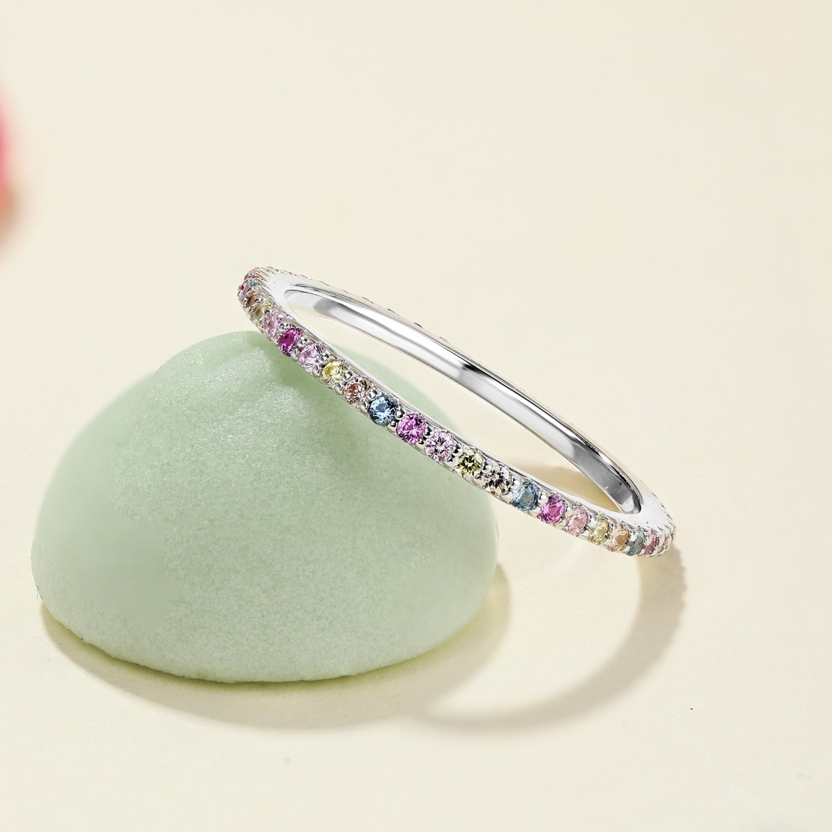 [Revel Jewelry]Ornate Colorful Round Cut Tennis Ring
