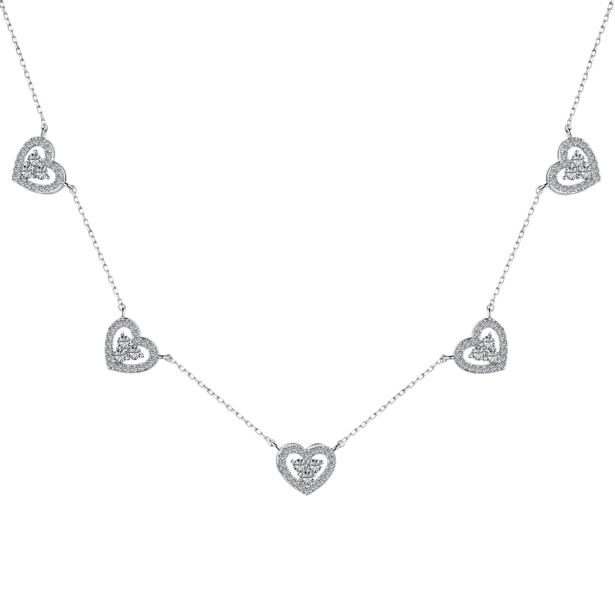 [Revel Jewelry]Funkelnde Fünf-Herzen-Halskette