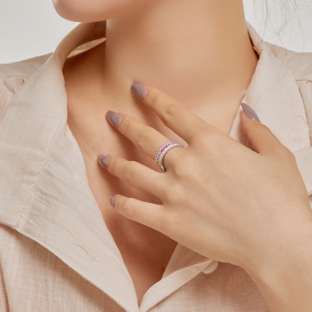 [Revel Jewelry]Auffälliger, farbenfroher Radiant-Schliff Alltagsring