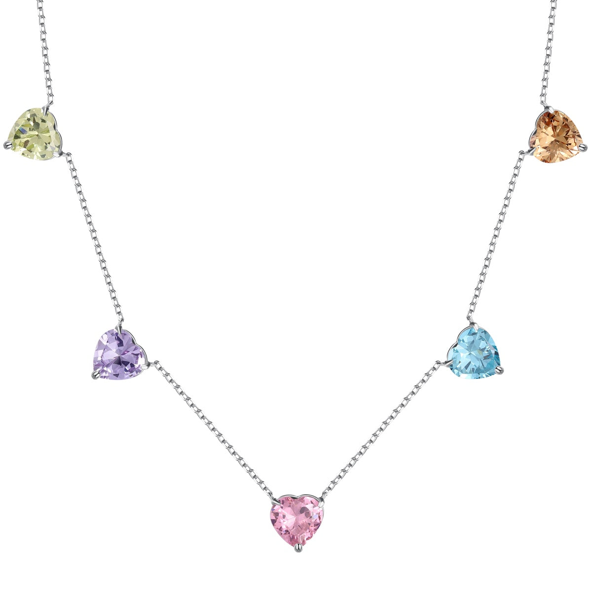 [Revel Jewelry]Sparkling Colorful Heart Cut Necklace