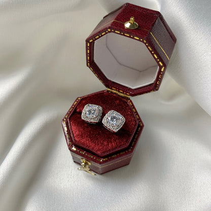 [Revel Jewelry]Classic Round Center Stone Stud Earrings