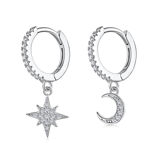 [Revel Jewelry]Star and Moon Asymmetric Earrings