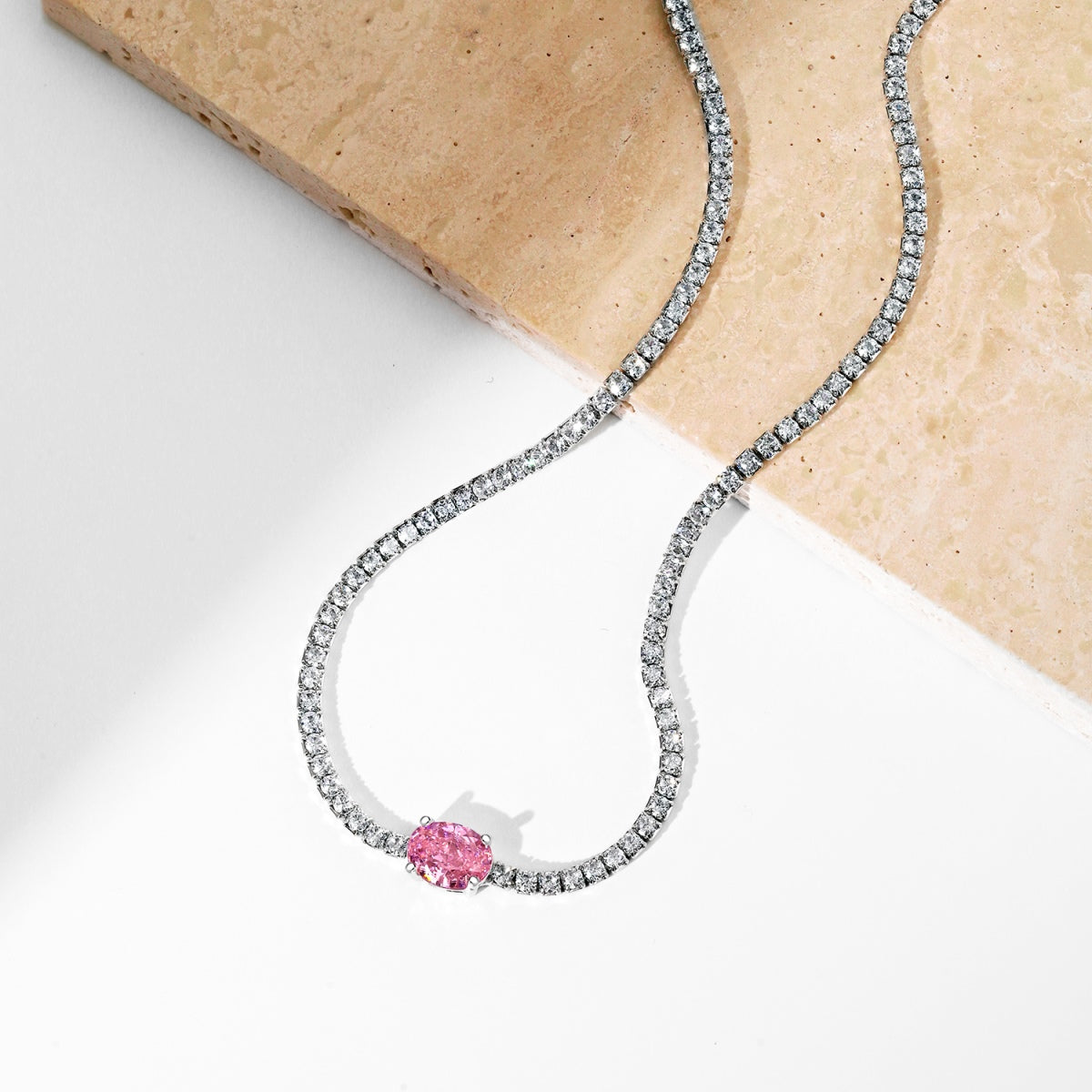[Revel Jewelry]1.0 Carat Shining Oval Cut Necklace