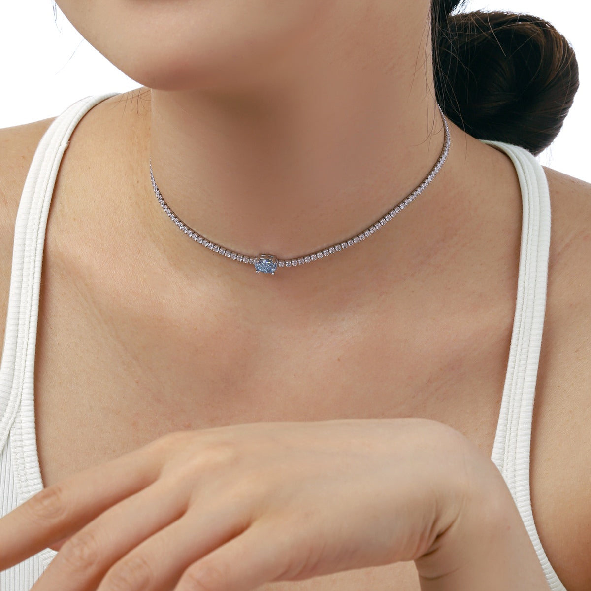 [Revel Jewelry]1.0 Carat Shining Oval Cut Necklace
