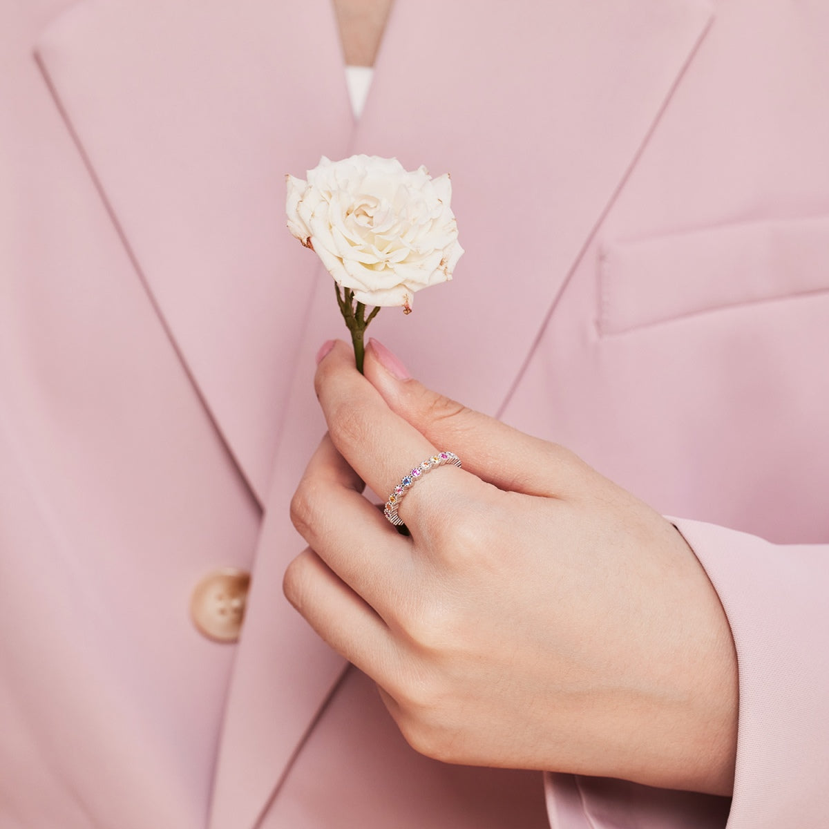 [Revel Jewelry]Unique Scintillating Round Cut Daily Ring