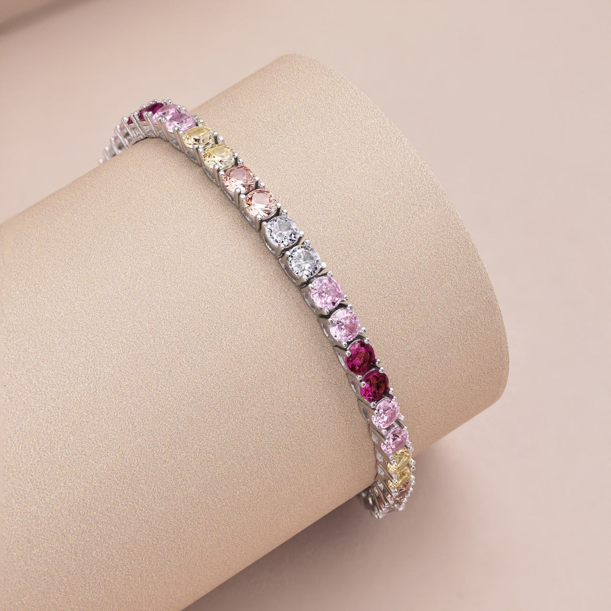 [Revel Jewelry]華やかなカラフルラウンドカットテニスブレスレット