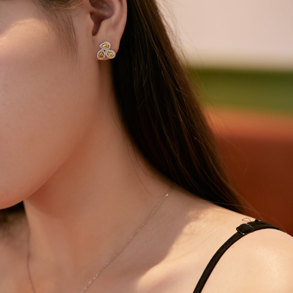 [Revel Jewelry]Ornate Flower Shape Pear Cut Lover Earrings