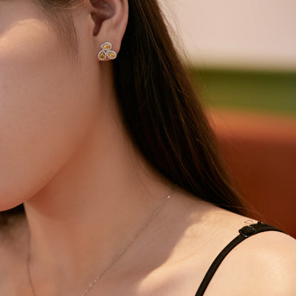 [Revel Jewelry]Ornate Flower Shape Pear Cut Lover Earrings